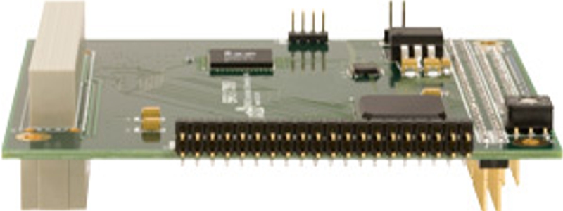 Side view showing PCI stack-through (left) and ISA stack-down (right) 