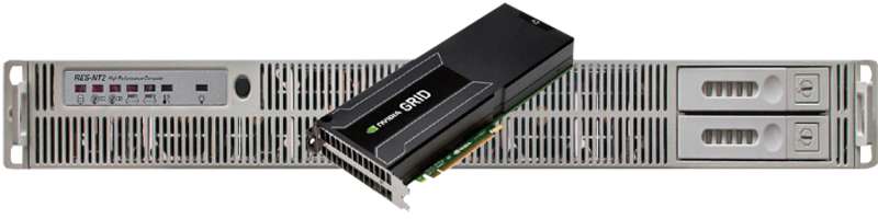RES-NT2-1U GRID HPC - 25” deep, 2 drive, rear I/O rugged rack mounted Server, max. 2 GPGPUs and 60TB Storage