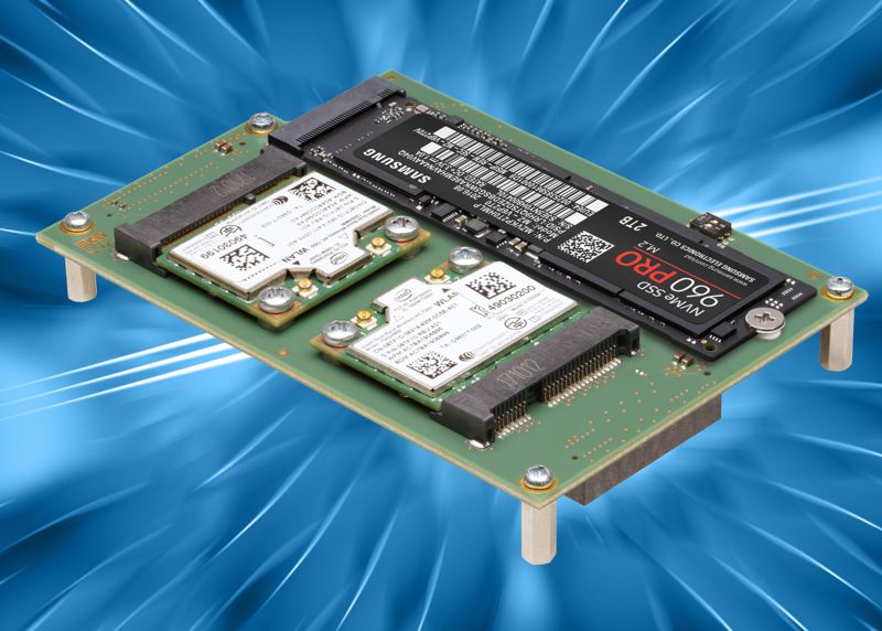 S42-MC - Low Profile Mezzanine for CompactPCI® Serial CPU Cards: M.2 NVMe or SATA SSD Storage, PCI Express® Mini Card Sockets