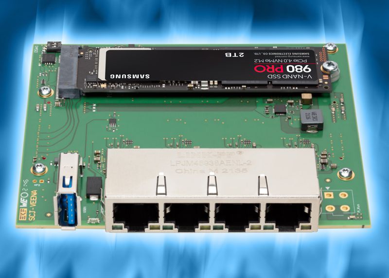 SCJ-VEENA - Mezzanine Side Card for CPU Boards: Quad 2.5GBASE-T Ethernet NIC • M.2 NVMe Mass Storage