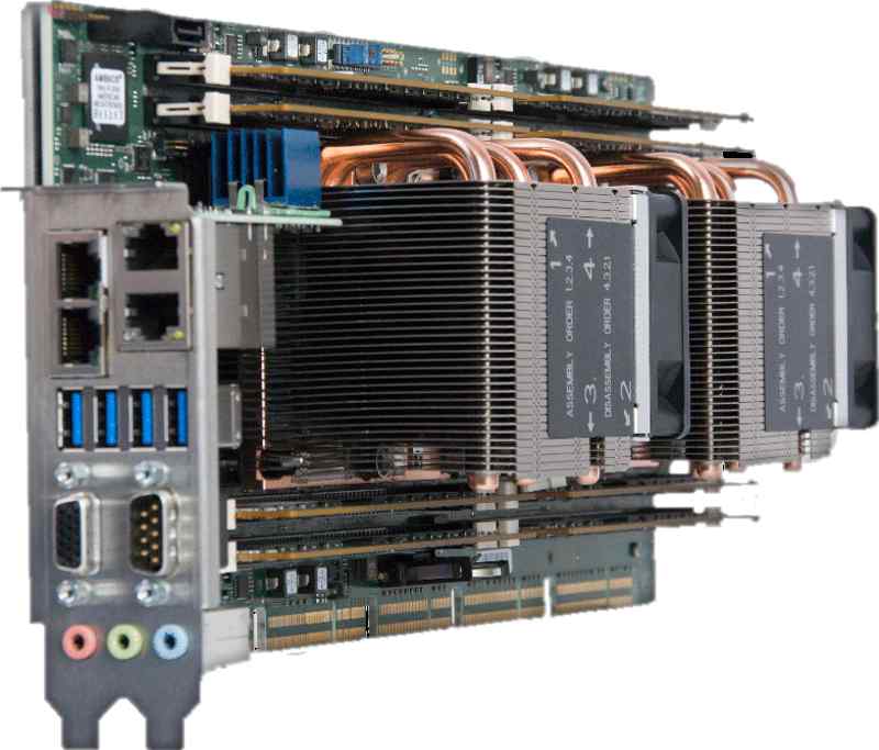 SEP8253  Single Board Computer w/ Up to 40 cores/80 threads and 1TB of DDR4-2666 memory with an industrial operating temperature range, integral ruggedization features, and a robust feature set of high performance and legacy I/O.