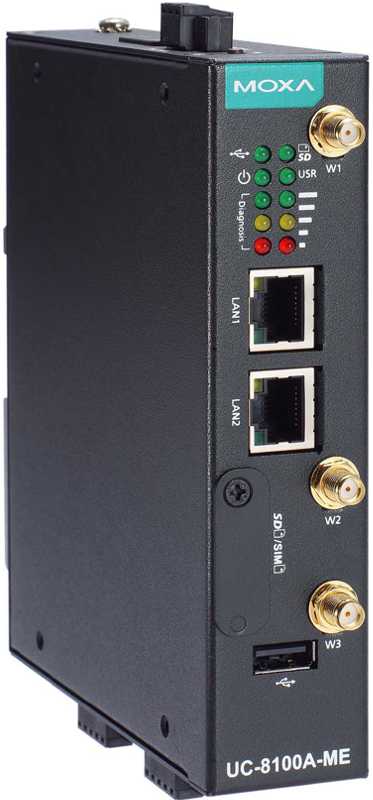 UC-8100A-ME-T Series - Arm-based wireless-enabled DIN-rail industrial computer with2 serial ports and 2 Ethernet ports