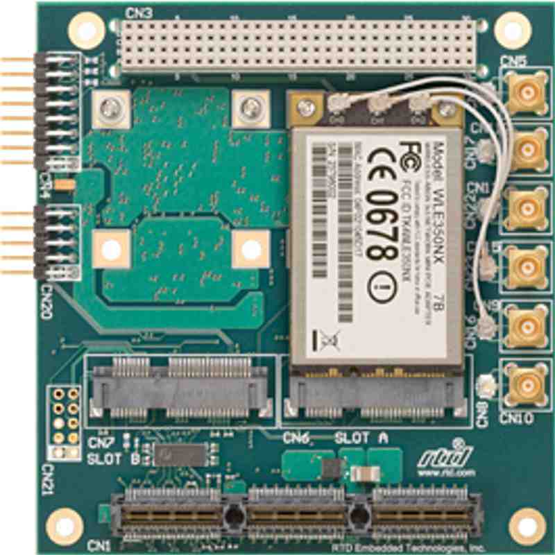 WLAN25203ER PCI/104-Express Dual-Slot Mini PCIe Card Carrier with Atheros WLAN Module