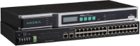 NPort 6600 8, 16, and 32-port RS-232/422/485 rackmount terminal servers (front and rear view)